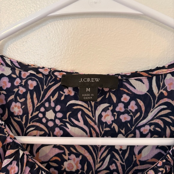 Navy Floral J Crew Blouse - Picture 2 of 4